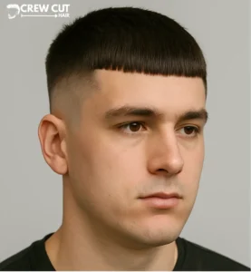 Crop Top Fade with Sharp Blunt Fringe