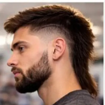 Burst Fade Mullet with Beard Blend
