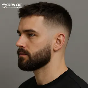 Low Fade Crew Cut with Beard