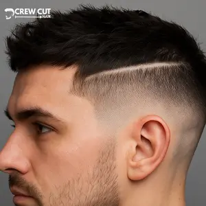 Low Fade Crew Cut with Hard Part