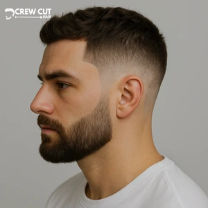 Low Fade Crew Cut with Line Up