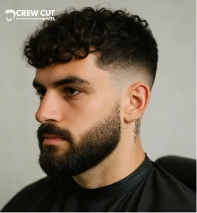 Messy Curly Crop With Beard