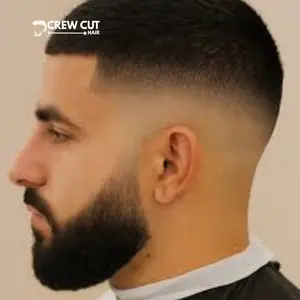 Mid Fade Crew Cut with Beard