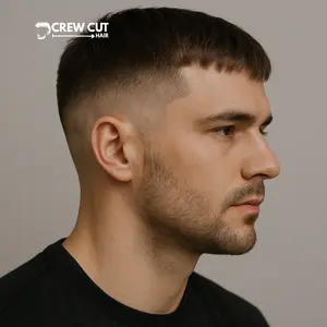 Mid Fade Crew Cut with Line Up