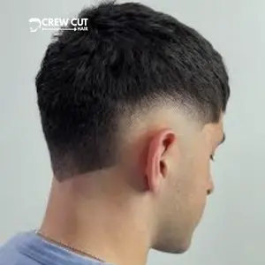 Mid Fade Crew Cut with V-Shape Nape