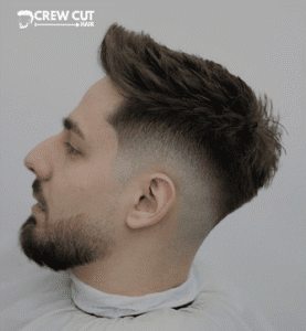 Modern Short Quiff with Drop Fade and Beard