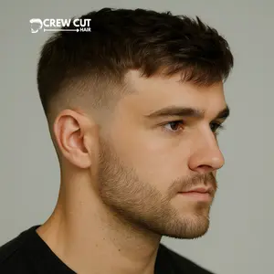 Short Textured Crew Cut Low Fade