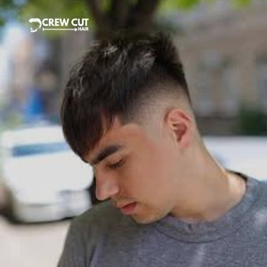 Straight Hair Mid Fade Crew Cut