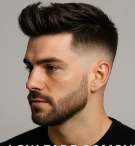 low fade quiff hairstyle men