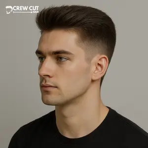 Long Crew Cut Hairstyle Men Straight Hair