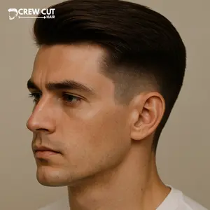 Long Crew Cut Hairstyle Men Without Beard