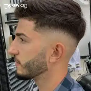 Messy comb over fade