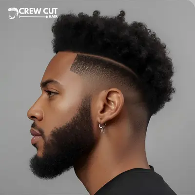 Afro Blowout Low Taper Fade Curly Hair With Beard
