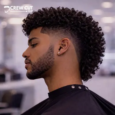 Burst Fade Curly Hair Black