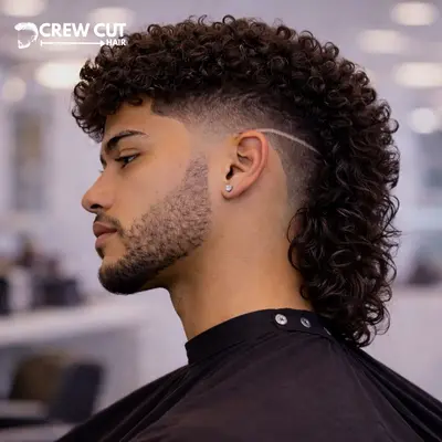 Burst Fade Curly Hair Mullet