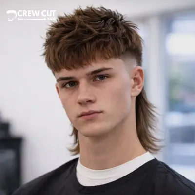 Burst Fade Mullet Straight Hair With Fringe