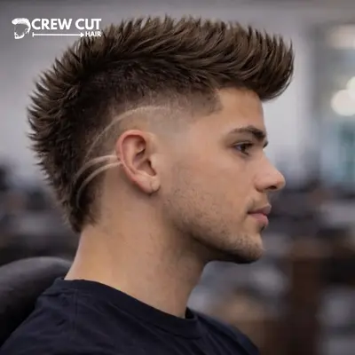 Burst fade mohawk with design