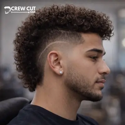 Curly burst fade mohawk