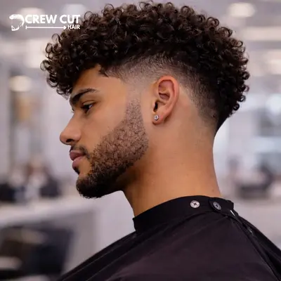 High Burst Fade Curly Hair