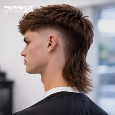 High Burst Fade Mullet Straight Hair
