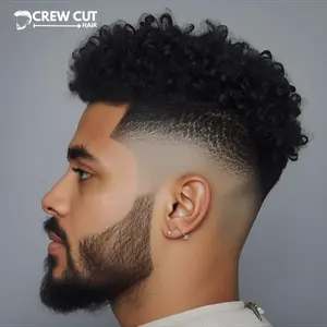 Hispanic Blowout Low Taper Fade Curly Hair With Beard