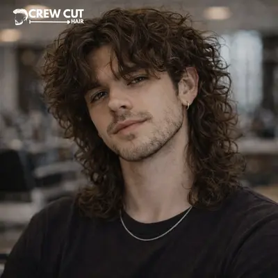 Long long middle part wolf cut men near shoulder length with layered crown