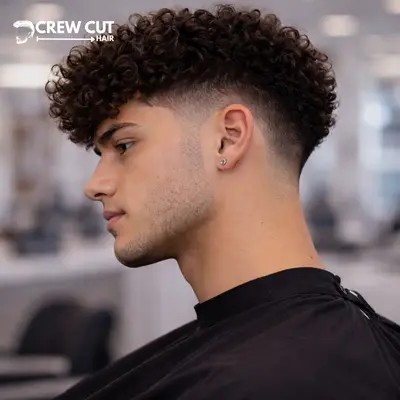 Low Taper Burst Fade Curly Hair men
