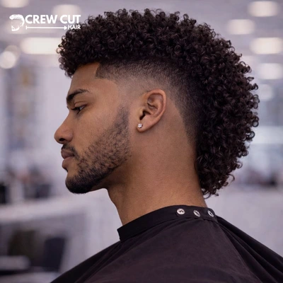 Mens Burst Fade Curly Hair