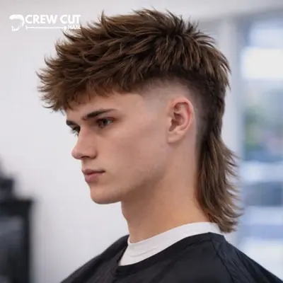 Messy Straight Hair Burst Fade Mullet