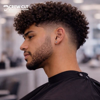 Mid Burst Fade Curly Hair