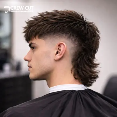 Mid Burst Fade Mullet