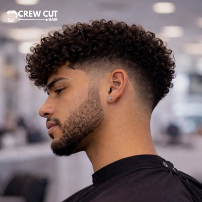 Mid Taper Burst Fade Curly Hair