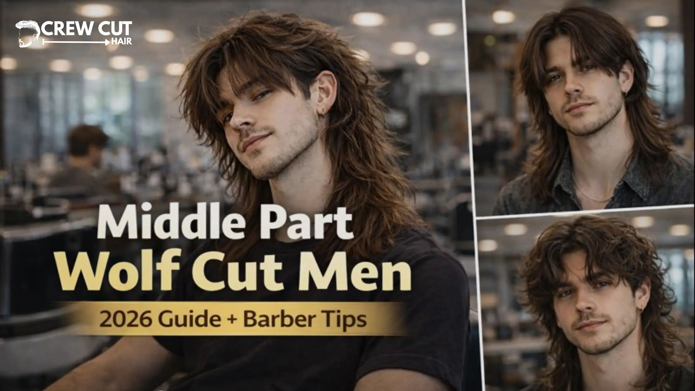 Middle Part Wolf Cut Men 2026 Guide + Barber Tips | CrewCutHair