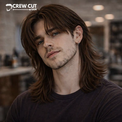 Middle Part Wolf Cut Men Medium Hair Best Option for Most Guys