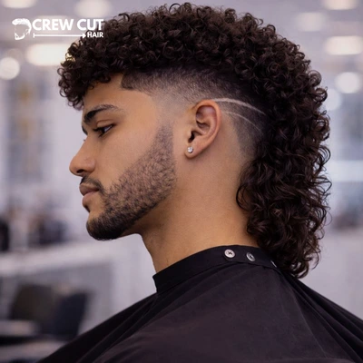 Modern Mullet Burst Fade Curly Hair