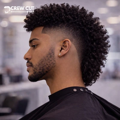 Mohawk Burst Fade Curly Hair