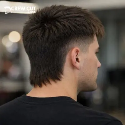 Short Burst Fade Mullet Straight Hair