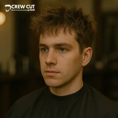 Short messy hairstyles for different face shapes in a barbershop setting.