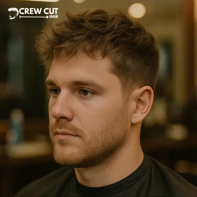 Short messy hairstyles shown on straight, wavy, curly, and thick hair in a barbershop.