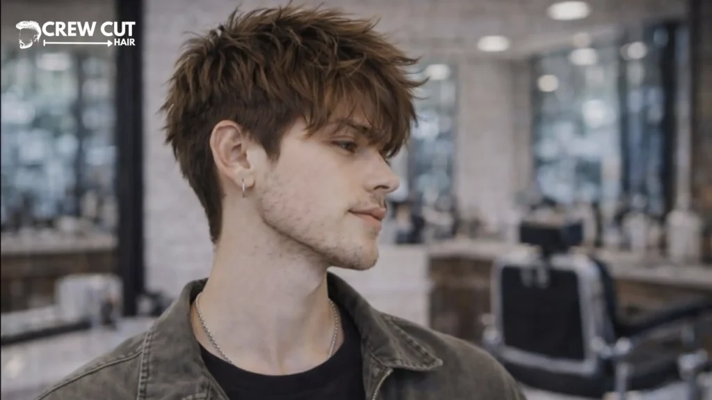 Short shaggy hairstyle for men with textured top and clean sides