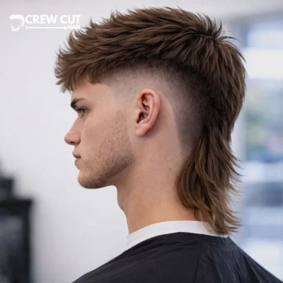 Straight Hair Burst Fade Mullet With Beard