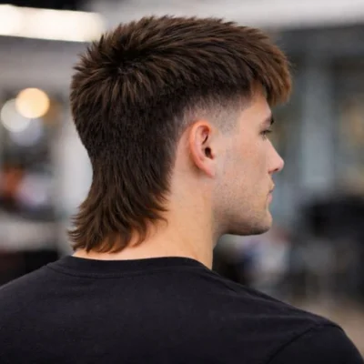 Taper Burst Fade Mullet Straight Hair