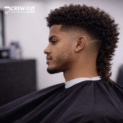 Taper burst fade mullet curly hair