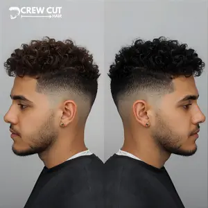 Different Hispanic curl types wearing a blowout low taper fade.