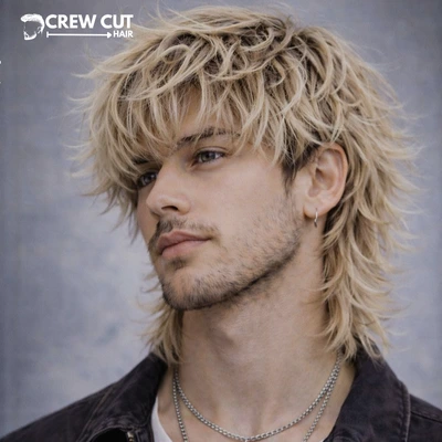 wolf cut men curly
