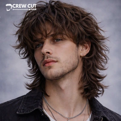 wolf cut men long hair (extra flow)