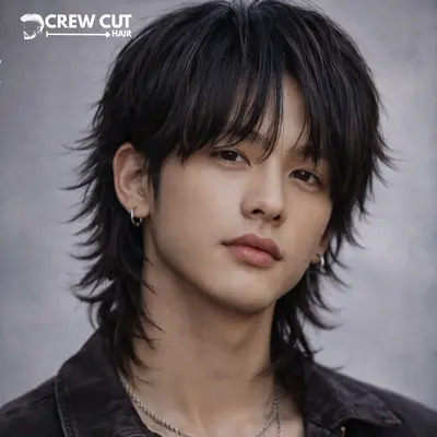 wolf cut men long hair