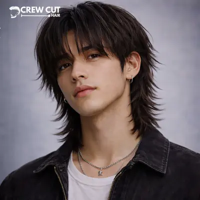 wolf cut men straight hair