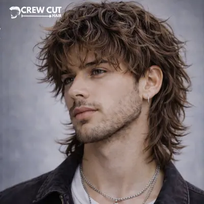 wolf cut men wavy
