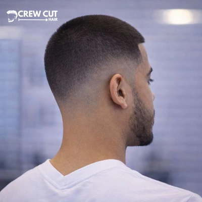 Burst fade buzz cut with V neckline